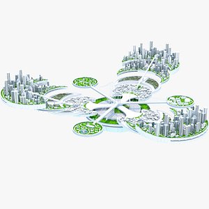 Sci-Fi Futuristic Future Flying City model