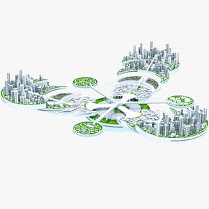 Sci-Fi Futuristic Future Flying City