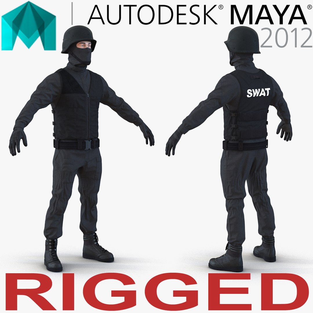 SWAT Man Mediterranean Rigged 3 for Maya 3D model preview
