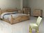 Harvest Oak Wood Bedroom Furniture Set - High Quality Furniture 3d model