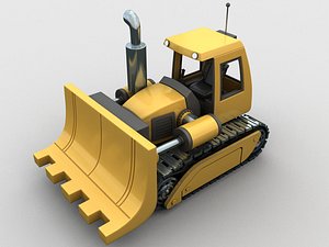 3D cartoon bulldozer