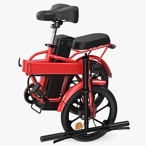 3D Red Electric Bike Folded