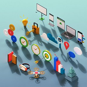3D Isometric Icons Collection