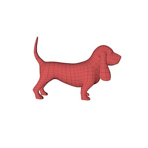 base mesh basset hound dog 3d c4d