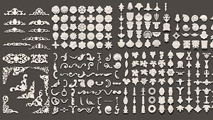 3D European architecture construction carving and carving
