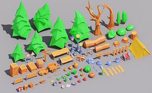 Forest low poly props pack