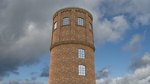 3d railroad water tower model