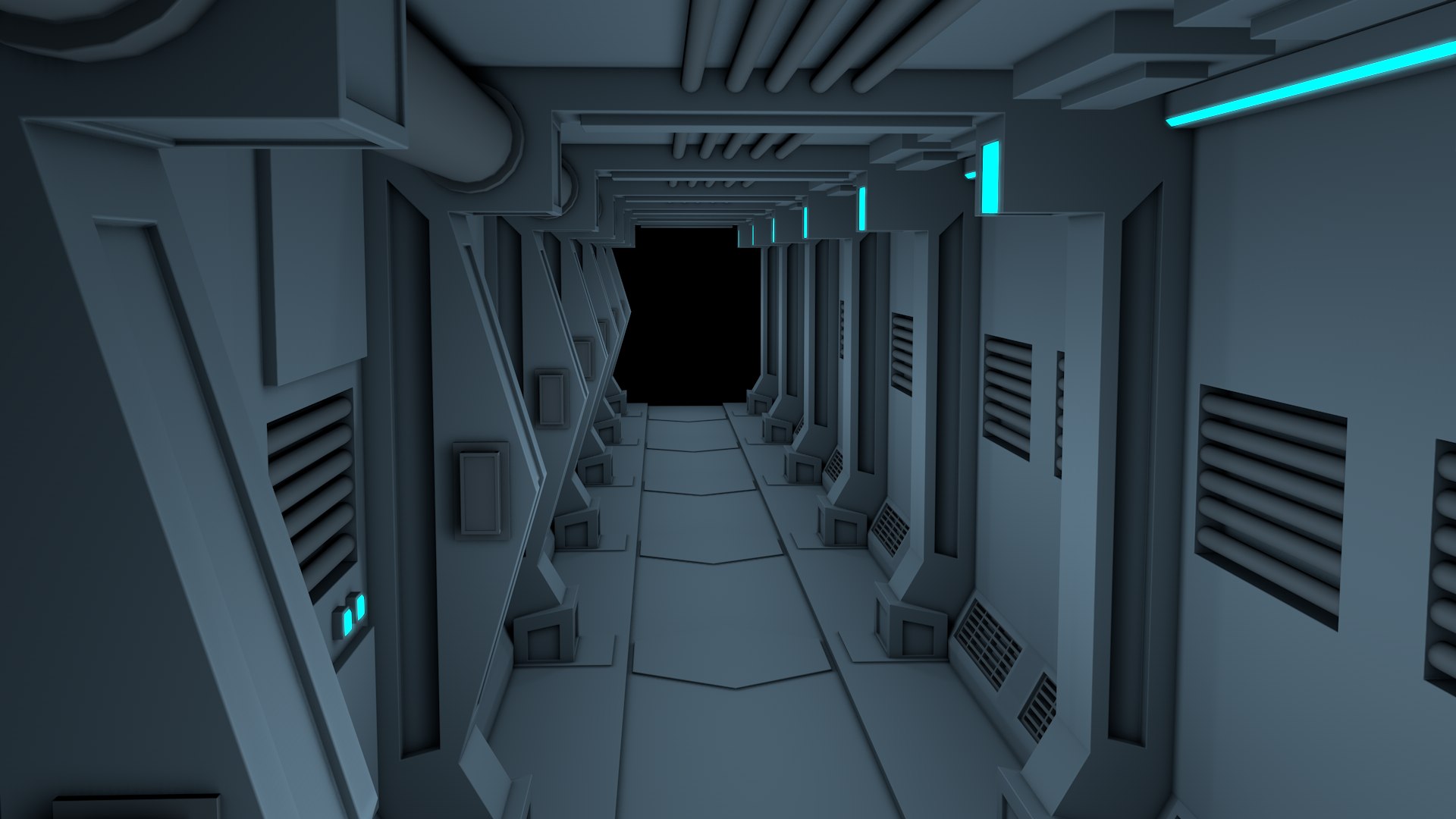 Sci Fi Hallway 3D Model - TurboSquid 2357533