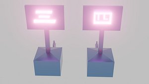 3D Lamps with lamps in the shape of Japanese numbers three and four