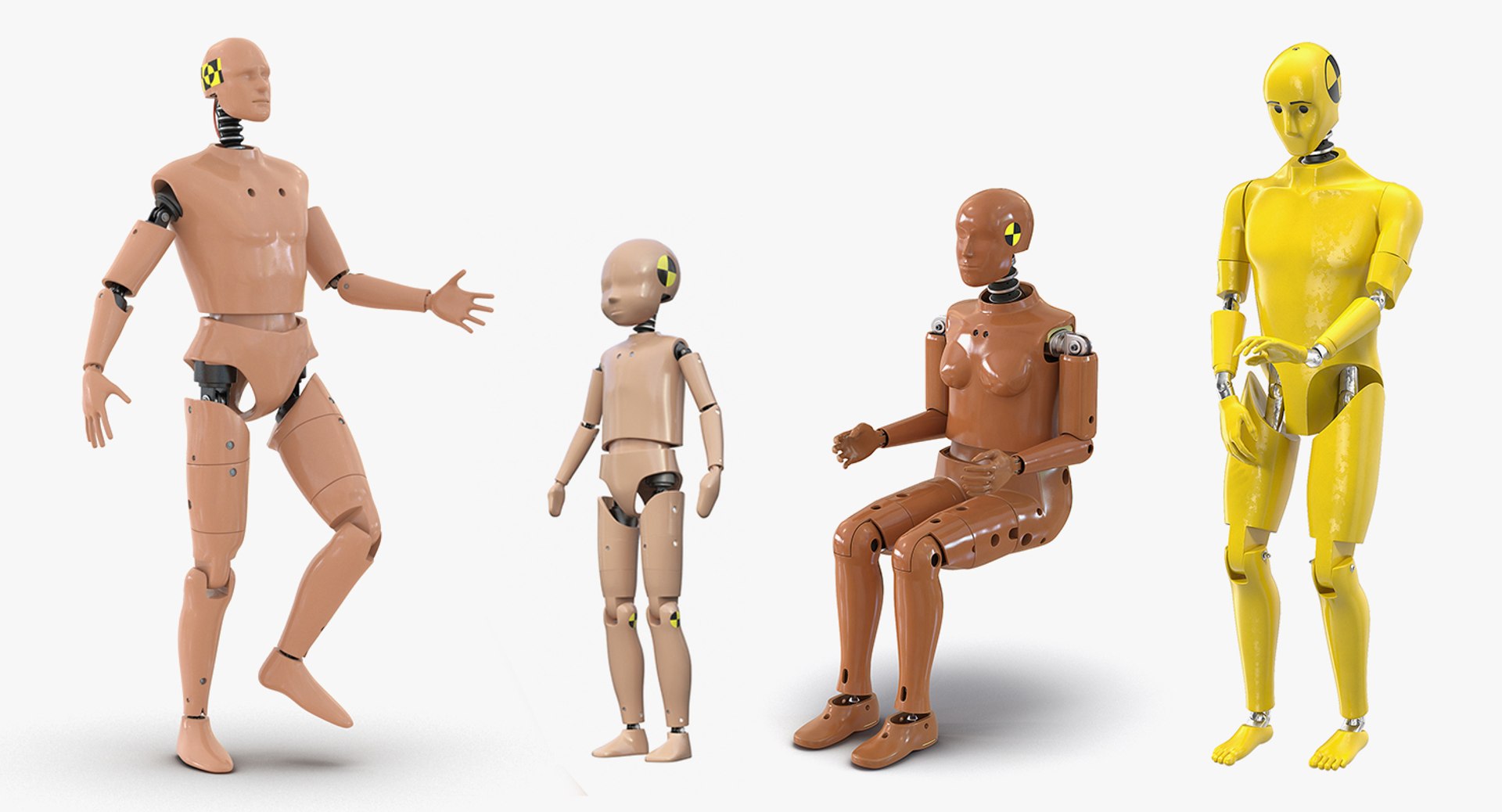 Crash Test Dummies Rigged Collection 4 for Maya 3D model preview