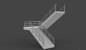 3D Staircase with railing 3D model
