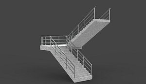 Staircase with railing 3D model