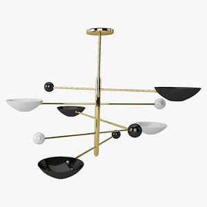 3 Pendant Light Mid Century Modern Brass Sputnik Chandelier Pendent Beautiful 3D