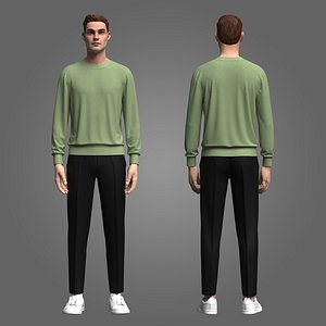 Male Sweatshirt and Pant Outfit 3D model