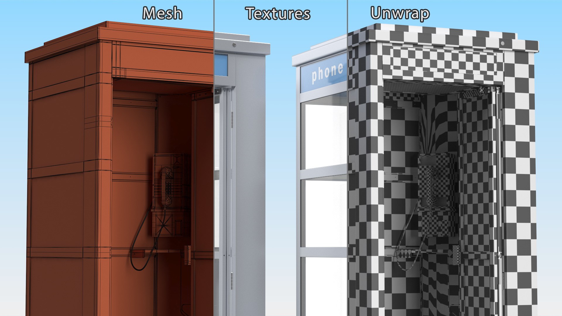 3D Vintage Public Telephone Booth Model - TurboSquid 2219837