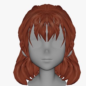 3D model Anime hair style 45 low poly for woman and girl