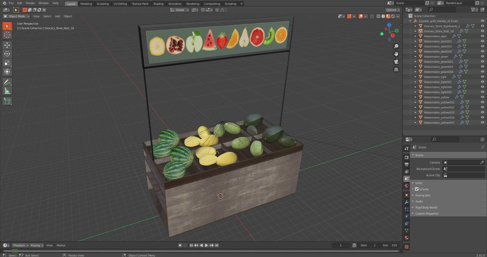 Counter With Variety Of Fruits 3D Model - TurboSquid 2304644