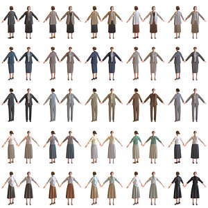 A Pose Asian Business Woman Collection - 5 Models x 5 color variations