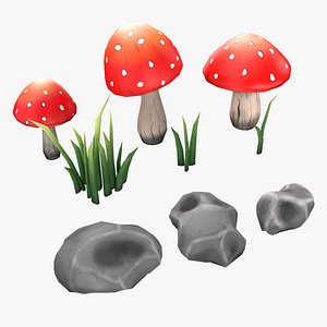 hand painted nature assets 3D model