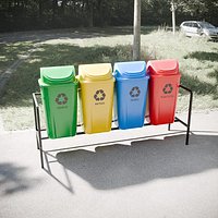 Brasilian Lixeira Coleta Seletiva 60L - Kit com Suporte para 4 Cestos