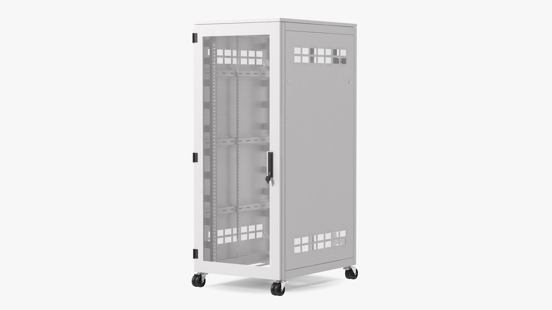 White 33U Floor Standing Rack Cabinet 3D model preview