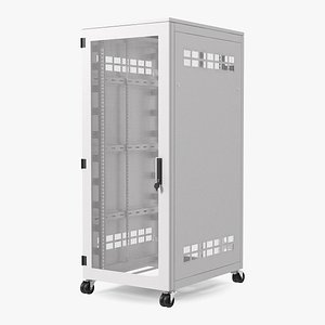 White 33U Floor Standing Rack Cabinet 3D model
