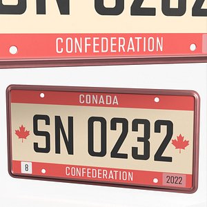 3D model Conada Confederation License Car Plate 2022