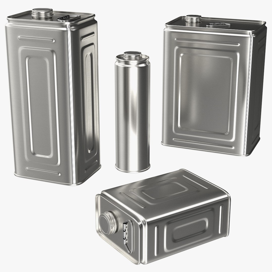 Olive Oil Metal Can Set 3D model preview