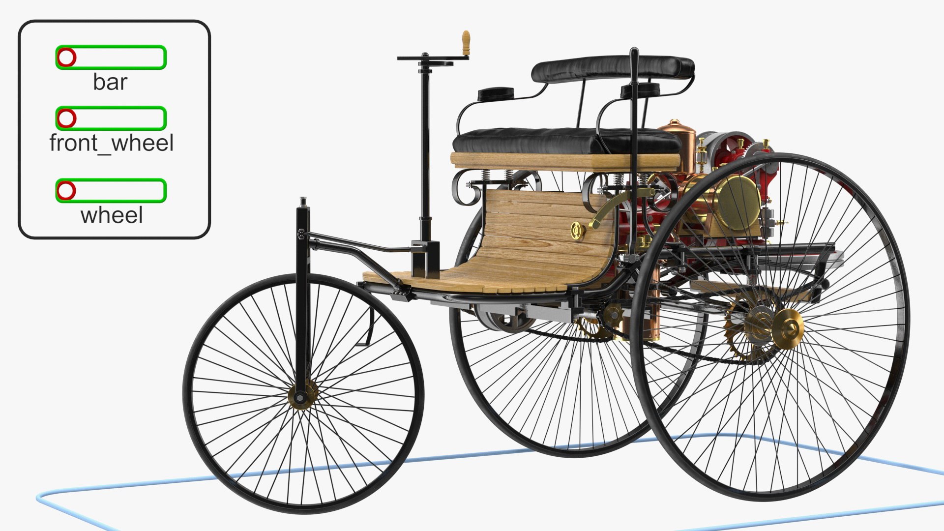 Benz Patent Motorwagen Rigged 3D model preview