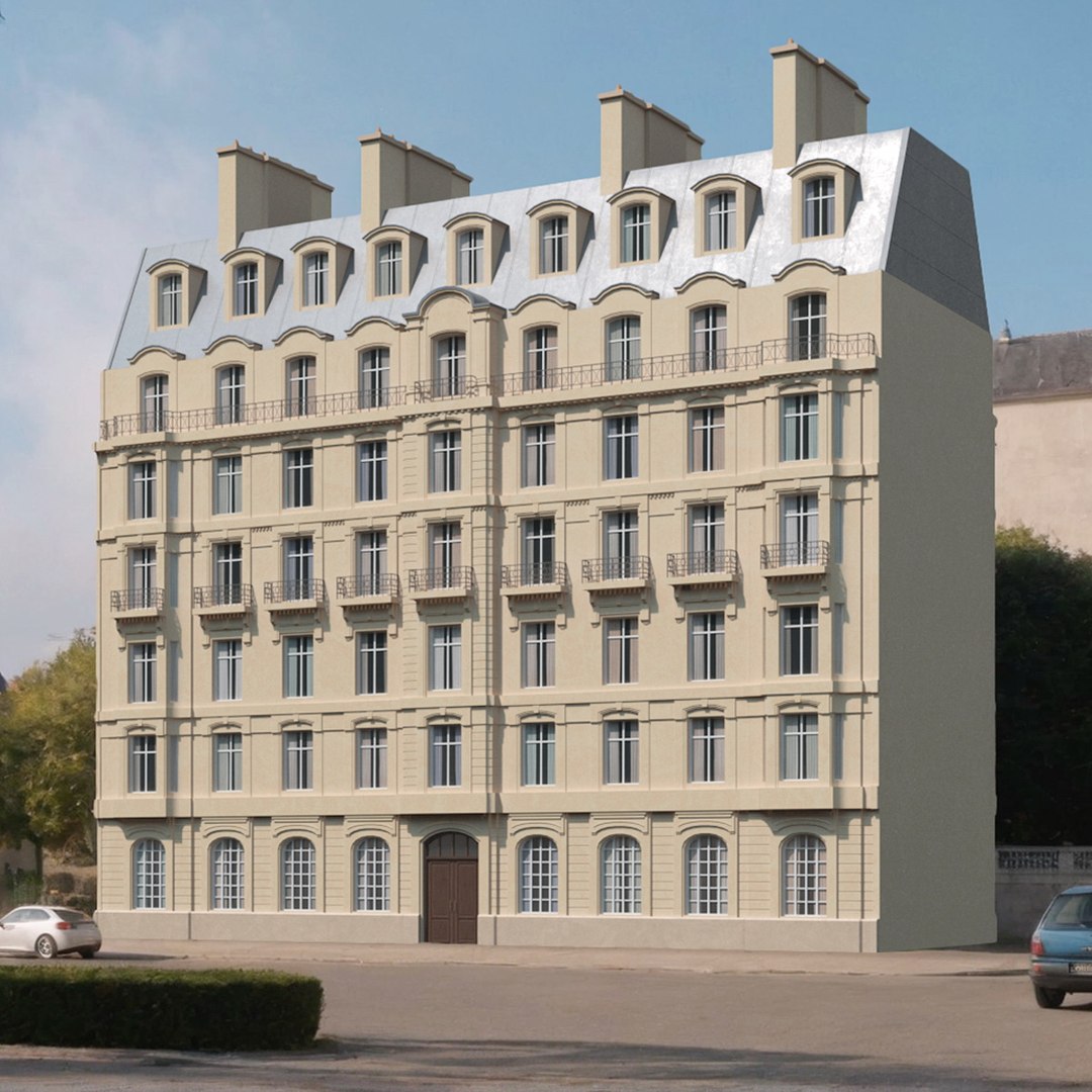 Paris Traditional Multistory Building 3D model preview