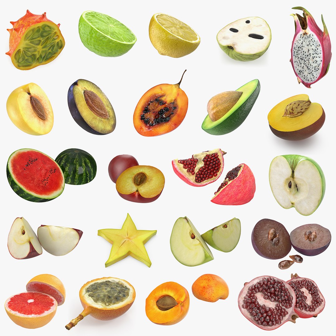 Cross Section Fruits 3D Models Collection 5 3D model preview