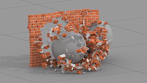 3d houdini asset destroy bricks model