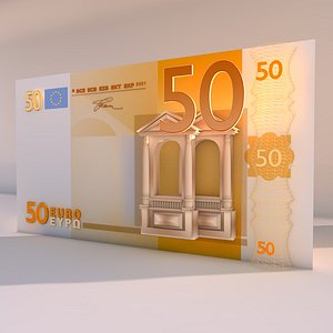 3d model 50 euro money