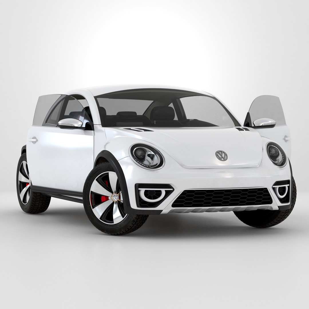 Volkswagen Beetle 2016 White Rigged 3D Model 3D model preview