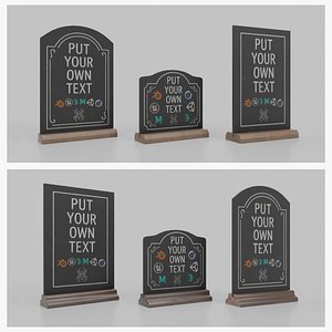 3D Counter Top Chalkboard Signs - Luxury Stand Styles Bundle model