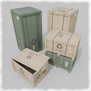 3D Customizable Wooden Crate Duo - Contrast Shapes