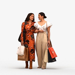3D 00236Nur0017 - Adult Latino-Caucasian woman shopping retail space with bag in transitional attire model