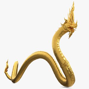 Dragon Naga Gold Crawling 3D model