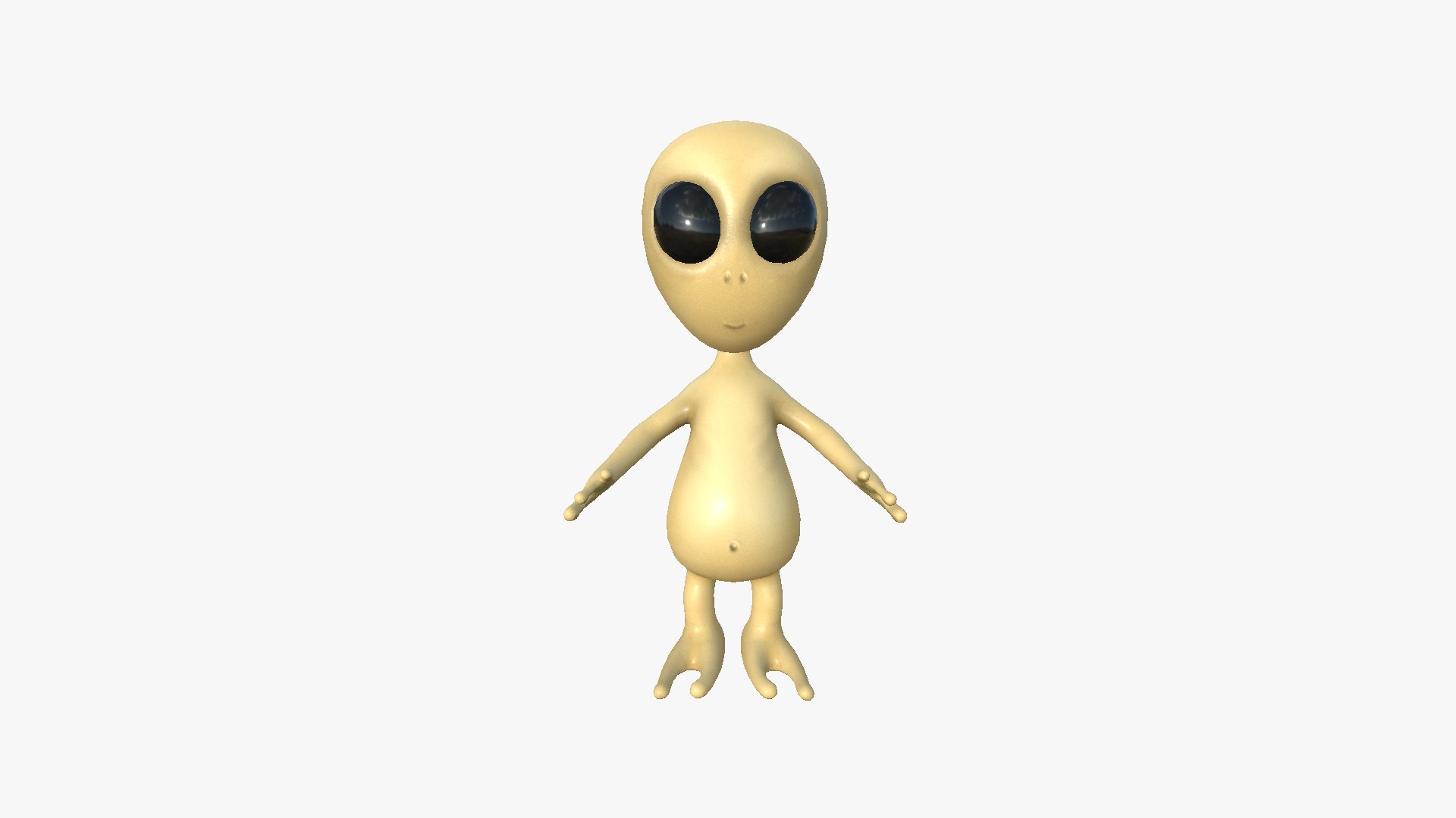 Cute Alien A04 Beige Black - Simple - Character Design 3D model ...