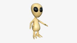 Cute Alien A04 Beige Black - Simple - Character Design 3D model