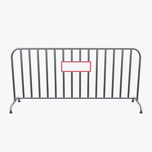 Temporary Fence With Blank Sign 3D model