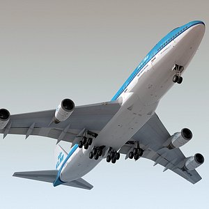 3d boeing 747-400 plane klm