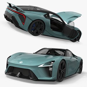 3D Lexus Sport Concept Car Vehicle Turquoise Rigged