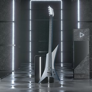 3D Futuristic Concept Bass Guitar model