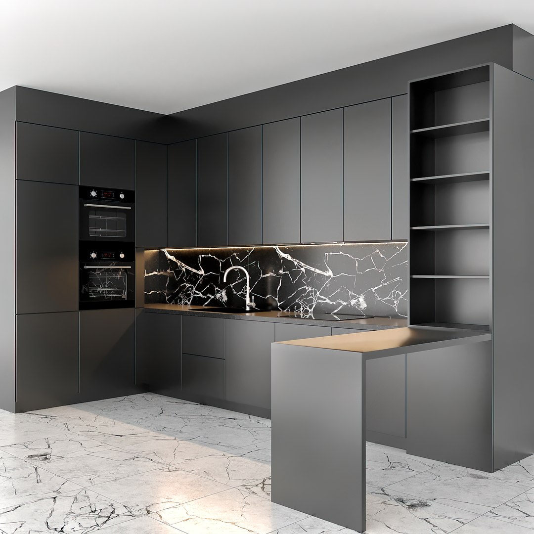 Kitchen Black 3D Model - TurboSquid 1908631