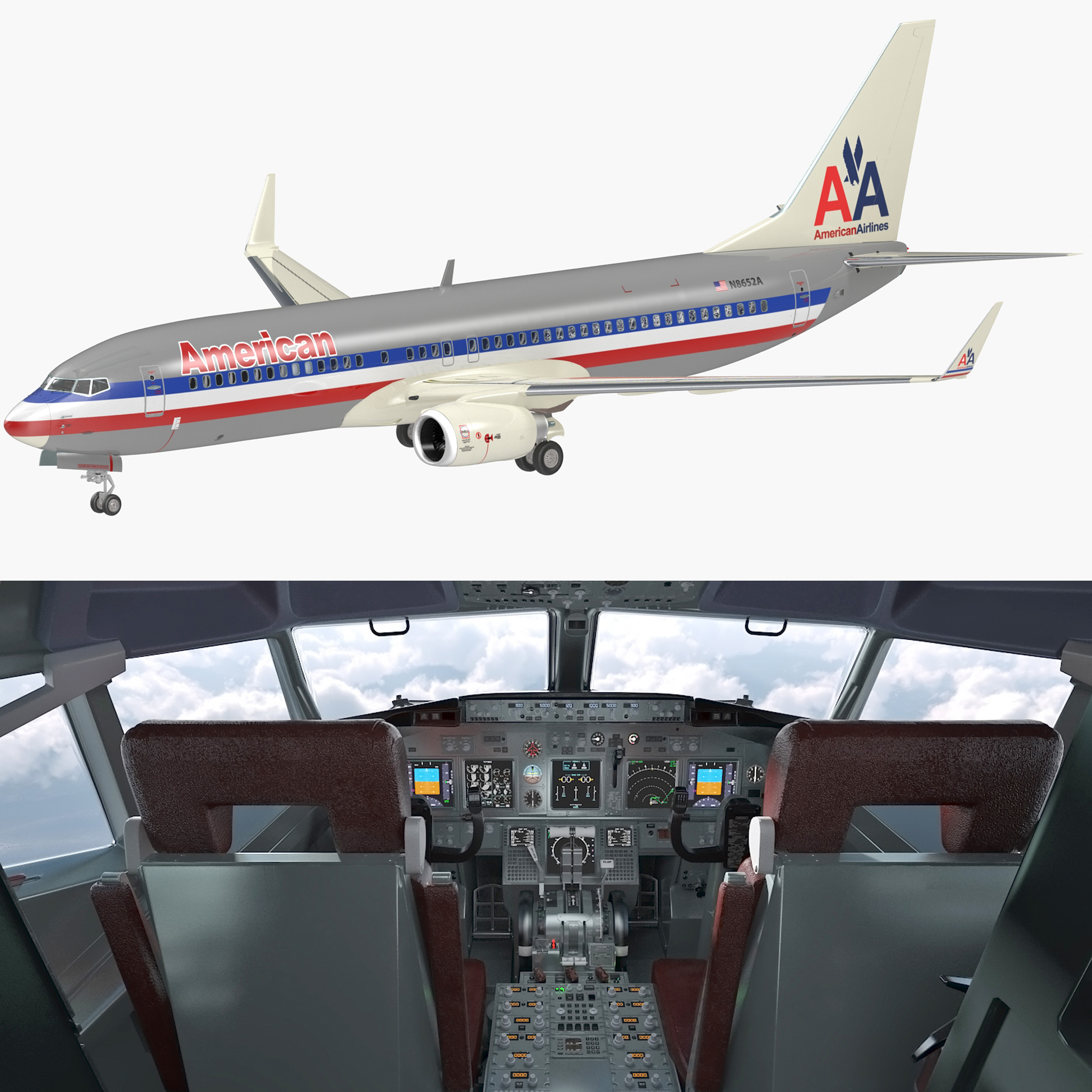 Boeing 737-800 interior american airlines 3D model - TurboSquid 1178216