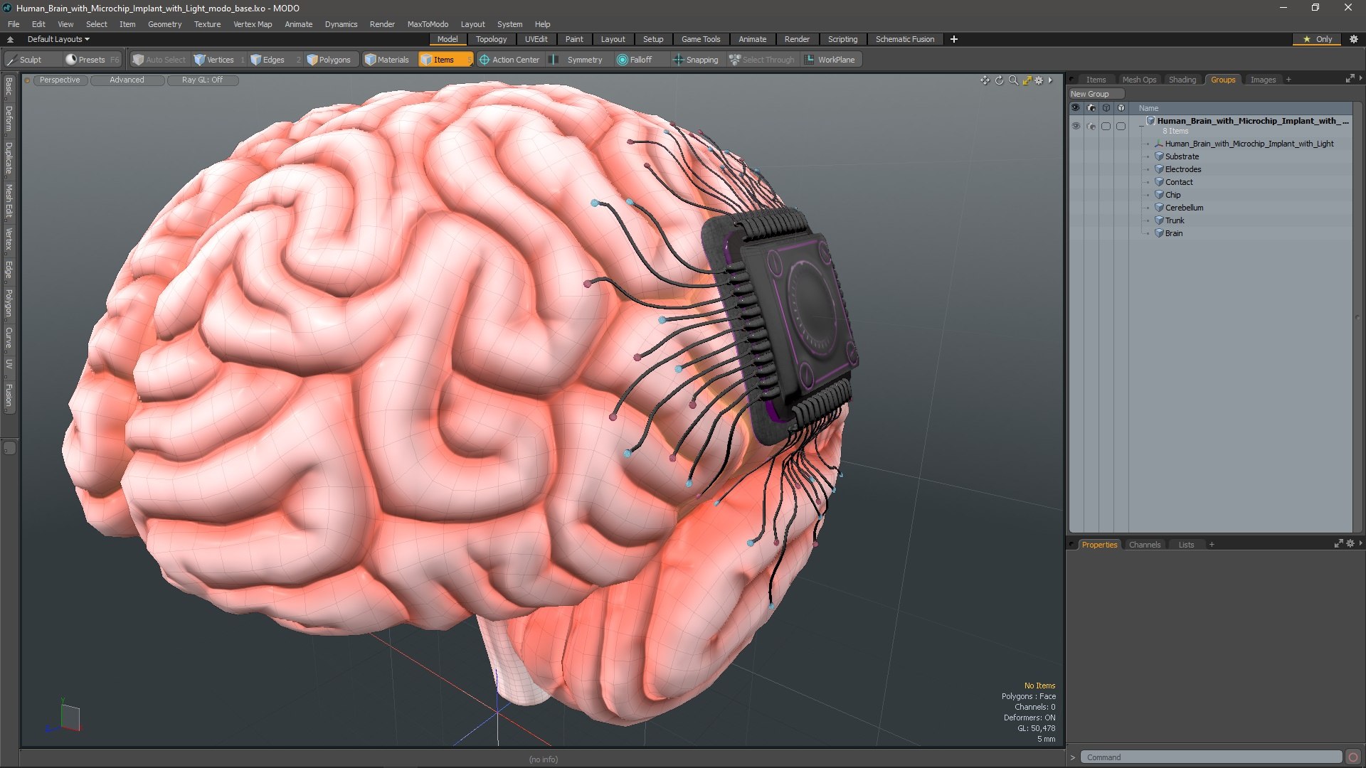 3D Model Human Brain With Microchip Implant With Light - TurboSquid 2270638