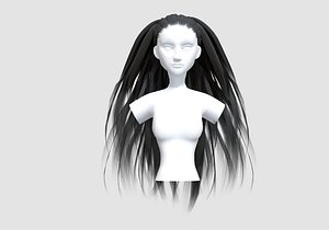 Long Thick Hairstyle 3D model