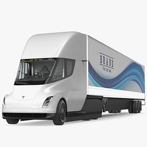 Tesla Semi Truck with Trailer Your Brand Rigged 3D