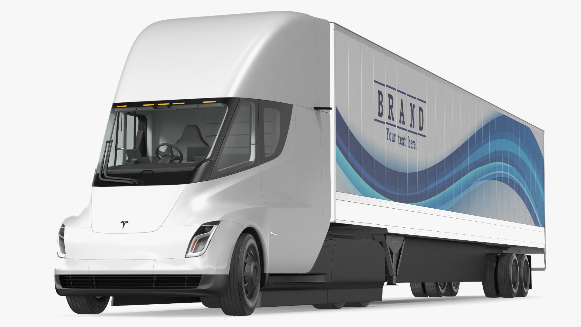 Tesla Semi Truck with Trailer Your Brand Rigged 3D model preview